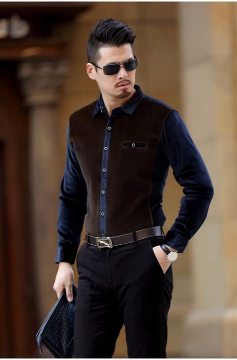 Luxury Mens Winter Cashmere Shirts Man Floral Casual Classic Dress