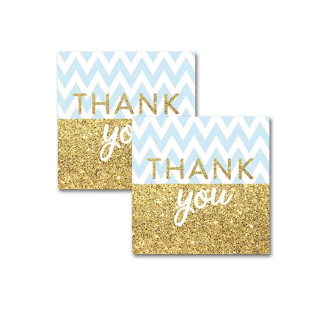 Printable thank you tags are an easy way to make a gift or favor a little more special. Baby Shower Blue Gold Glitter Chevron Baby Boy - Thank You Tags - Instant Download Printable ...