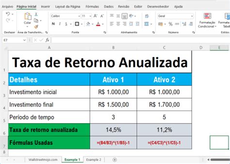 Como Calcular A Taxa De Retorno Anualizada No Excel Tudo Excel
