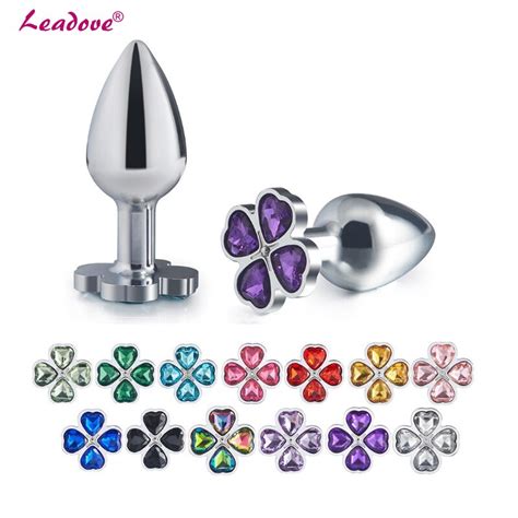 new arrival small size four leaves clover stainless steel crystal jewelry anal butt plugs anal