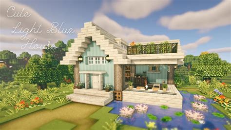 Minecraft How To Build A Cute Light Blue House Cottagecore Mizuno