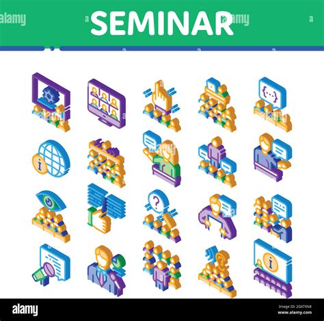 Seminar Conference Isometric Icons Set Vector Stock Vector Image And Art
