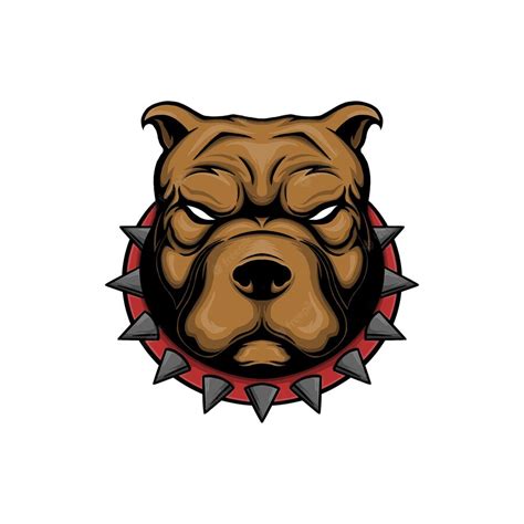 Ilustração Em Vetor Pitbull Head Dog Vetor Premium