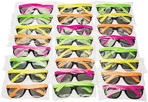 neon sunglasses 80 s style colorful party glasses with black plastic lenses party favors nj