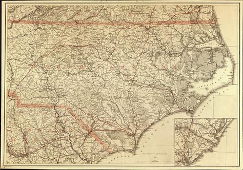 Vintage Map Of North Carolina 1865 Drawing By Cartographyassociates