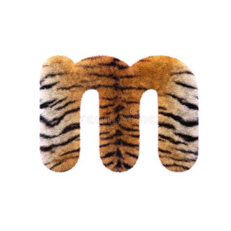 Tiger Letter M Lowercase D Feline Fur Font Suitable For Safari