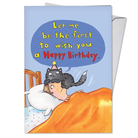 Nobleworks C3791hbdg Funny Birthday Greeting Card Cat On Head With