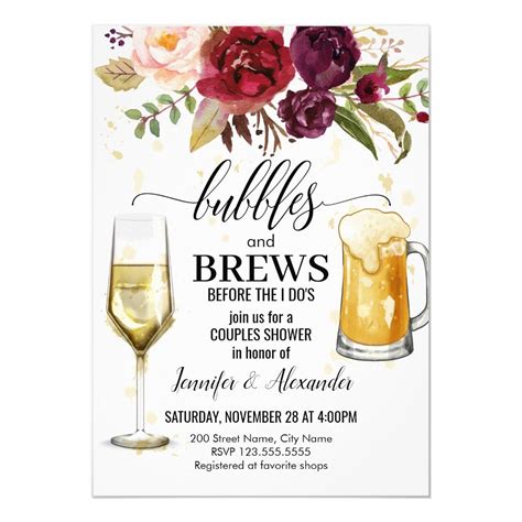 Bubbles And Brews Couples Shower Invitation Couples Shower