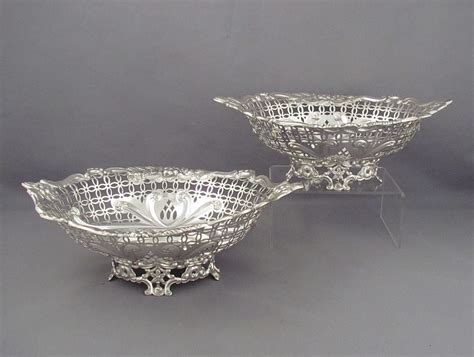 Pair Of Victorian Sterling Silver Baskets Jh Tee Antiques