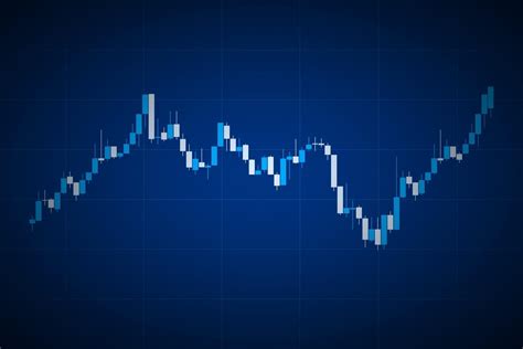 Blue Candlestick Chart On Blue Background Trading Graphic Design