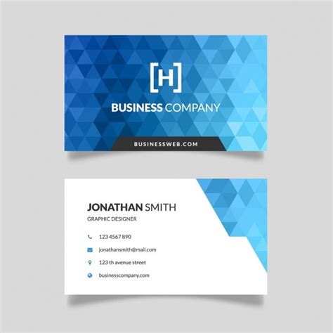 Free Vector Blue Business Card Polygonal Shapes