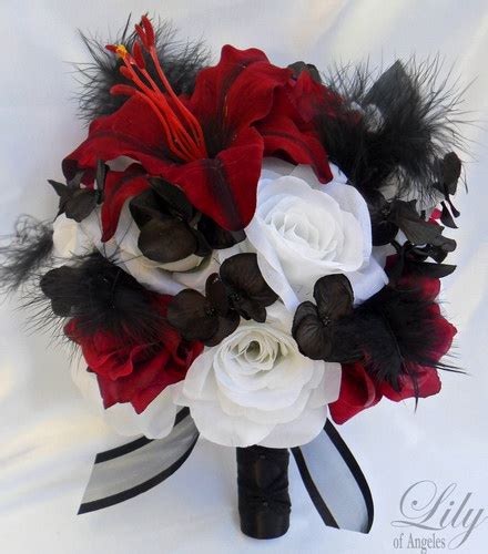 17pcs Wedding Bridal Bouquet Set Decoration Package Flower Black
