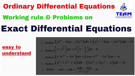 Exact Differential Equations Problemsexamples Solutions Youtube