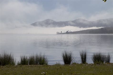 Fog Lifting In The Early Morning On Somerset Dam Stock Photo Image Of