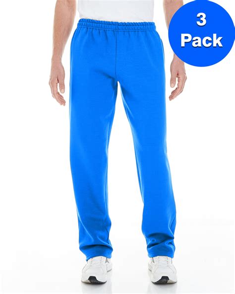 Mens 8 Oz Open Bottom Sweatpants With Pockets 3 Pack