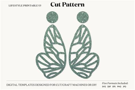 Butterfly Earring SVG, Faux Leather Earring Templates (915489) | SVGs
