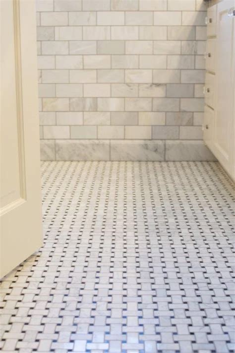 White And Black Basket Weave Bathroom Floor Tile Marble Subway Tile