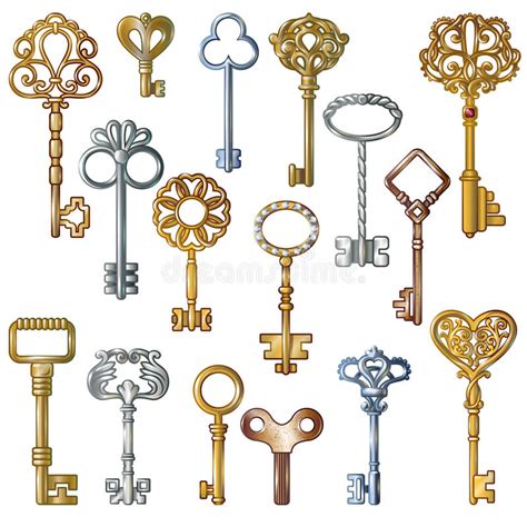 Vintage Keys Set Stock Vector Illustration Of Gold Lock 80128124