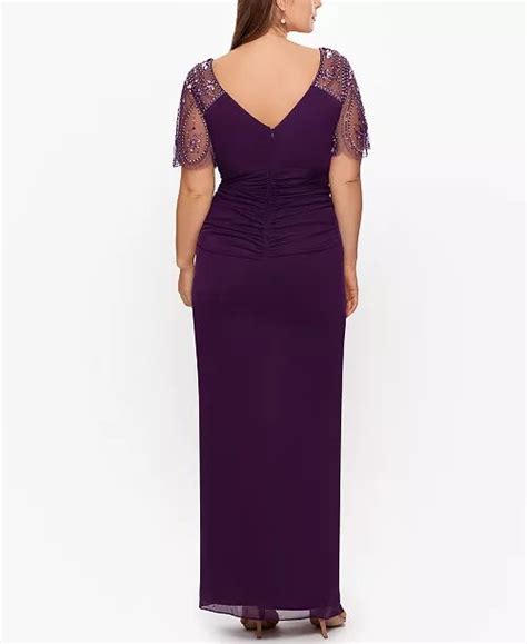 Xscape Plus Size Embellished Sheer Matte Jersey Gown And Reviews Dresses Plus Sizes Macy S