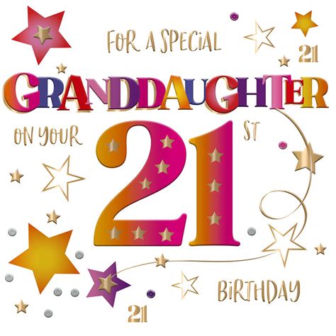 Special Granddaughter On Your 21st Birthday Greeting Card Cards