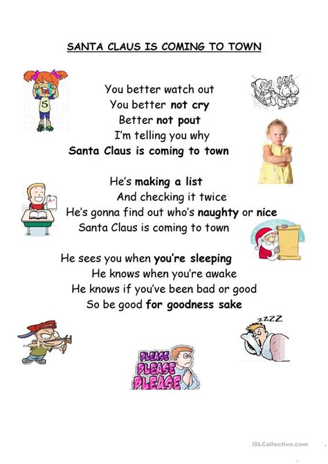 These lyrics are waiting for review. Santa Claus is coming to town worksheet - Free ESL ...