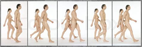 Nude Man And Woman Walking Together Full Length Image