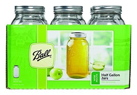Ball Wide Mouth Half Gallon 64 Oz Jars With Lids And Bands Set Of 6