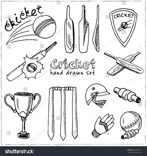 Set Cricket Elements Vector Isolated Illustration Stock Vector Royalty