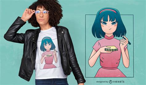 Anime Sketch Girl T Shirt Design Vector Download