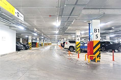 Parking Garage Interior Shot Of Multi Story Car Park Stock Photo
