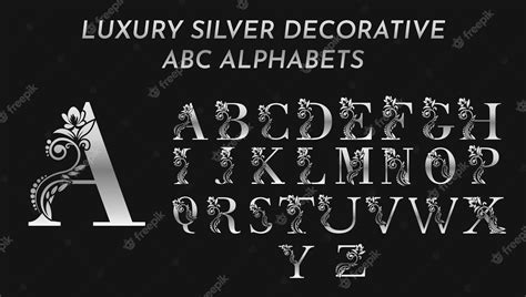Premium Vector Luxury Decorative Metallic Silver Letters Abc
