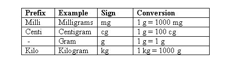 G To Kg Conversion Chart
