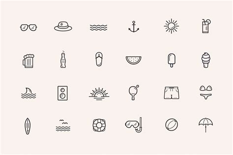Beach And Summer Icons Graphic By Sargatal · Creative Fabrica