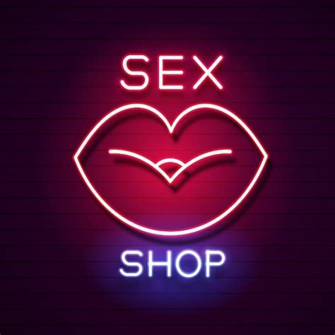 Sinal De Néon De Sex Shop Banner Da Loja De Adultos Ilustração Vetorial Vetor Premium
