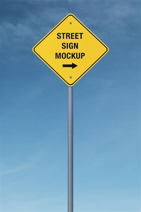 3d Traffic Sign Mockup Yellow Psd Mockup Rawpixel