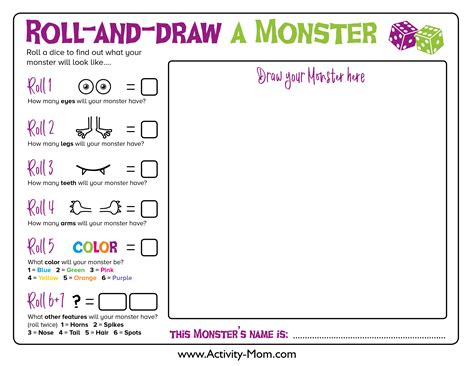 Draw A Monster Dice Game The Activity Mom