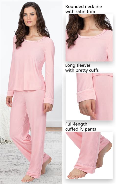 Velour Long Sleeve Pajamas Pink In Women S Jersey Knit Blends Pajamas For Women Pajamagram