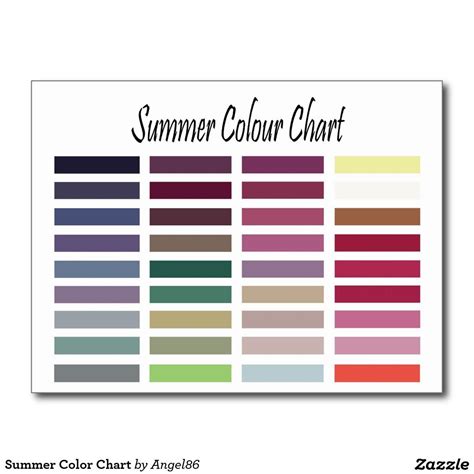 Summer Colour Chart Postcard Summer Color Palettes House Color