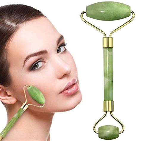 Double Green Jade Roller Facial Roller Face Massager Slimming Face Neck
