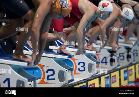 Swimmers Get Ready For The Women 100 Meter Freestyle During Day Five Of