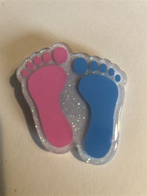 Blue And Pink Baby Feet Badge Reel Topper Nurse T Etsy