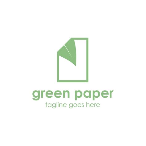 Green Paper Logo Design Template With Leaf Icon Perfect For Business
