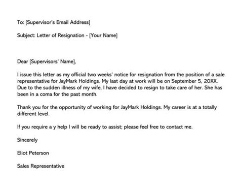 weeks notice resignation letter samples email examples
