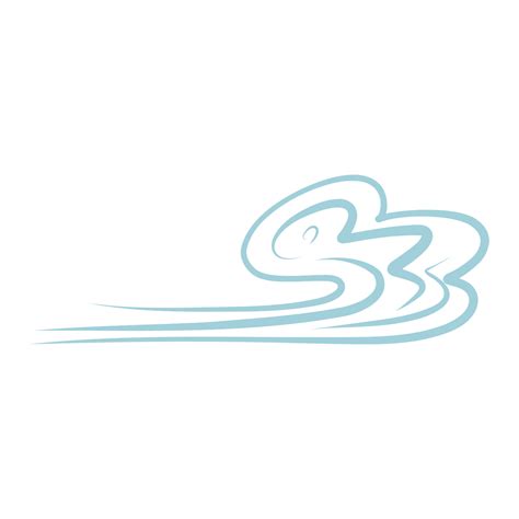 Cartoon Hand Drawn Blowing Wind Vector Illustration Of Weather