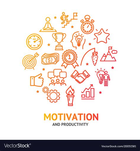 Motivation And Productivity Signs Round Design Vector Image