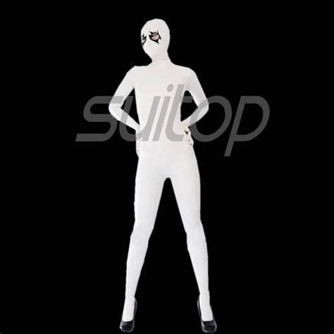 Suitop Womens Females Rubber Latex Full Cover Body Zentai Catsuit