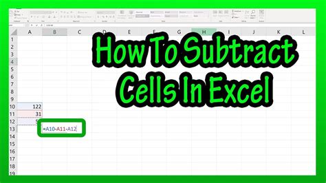 How To Subtract Cells In An Excel Spreadsheet Explained Youtube