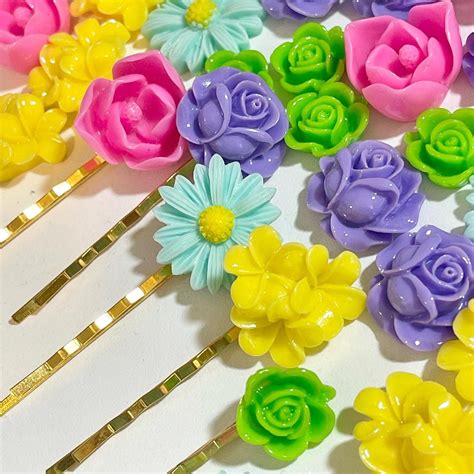 Floral Hair Accessories Colorful Bobby Pin Set Flower Bobby Pins