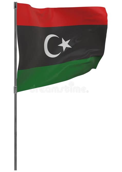 Libya Flag On Pole Isolated Stock Illustration Illustration Of Libyan