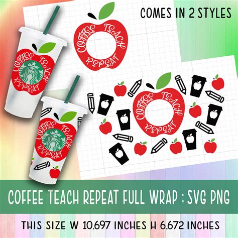 Download Teacher Starbuck Cup Coffee SVG BundleCoffee Teach Repeat ...